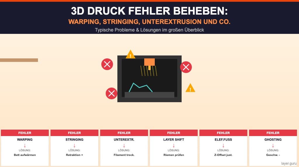 3D Druck Fehler beheben: Warping, Stringing, Unterextrusion und Co.