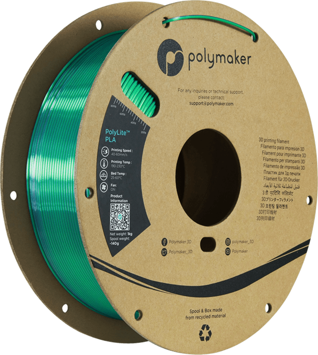 Polymaker PolyLite Dual Silk PLA, Jadeite Green-Chrome