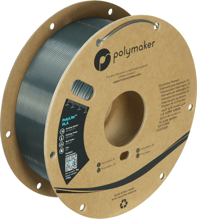 Polymaker PolyLite PLA, Grau